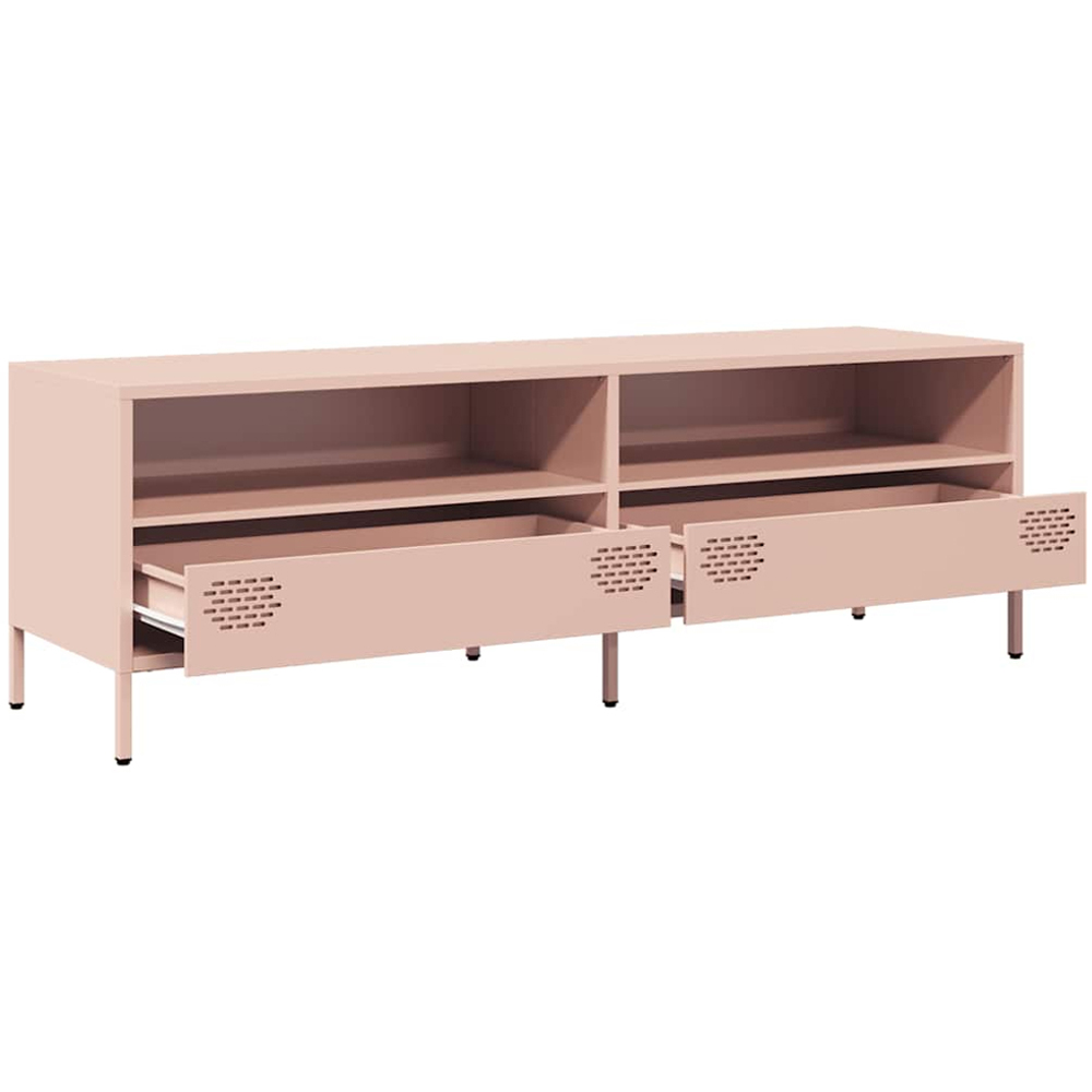 vidaXL 2 Drawer 2 Shelf Pink Steel Industrial Style TV Cabinet Image 4