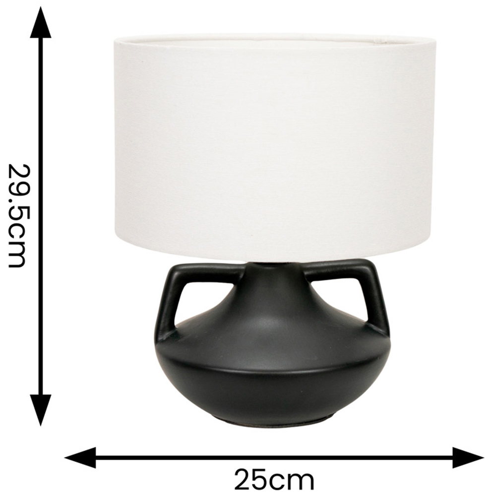 ValueLights Zoe Linen Drum Lamp Shade Matte Black Ceramic Vase LED Table Lamp Image 4