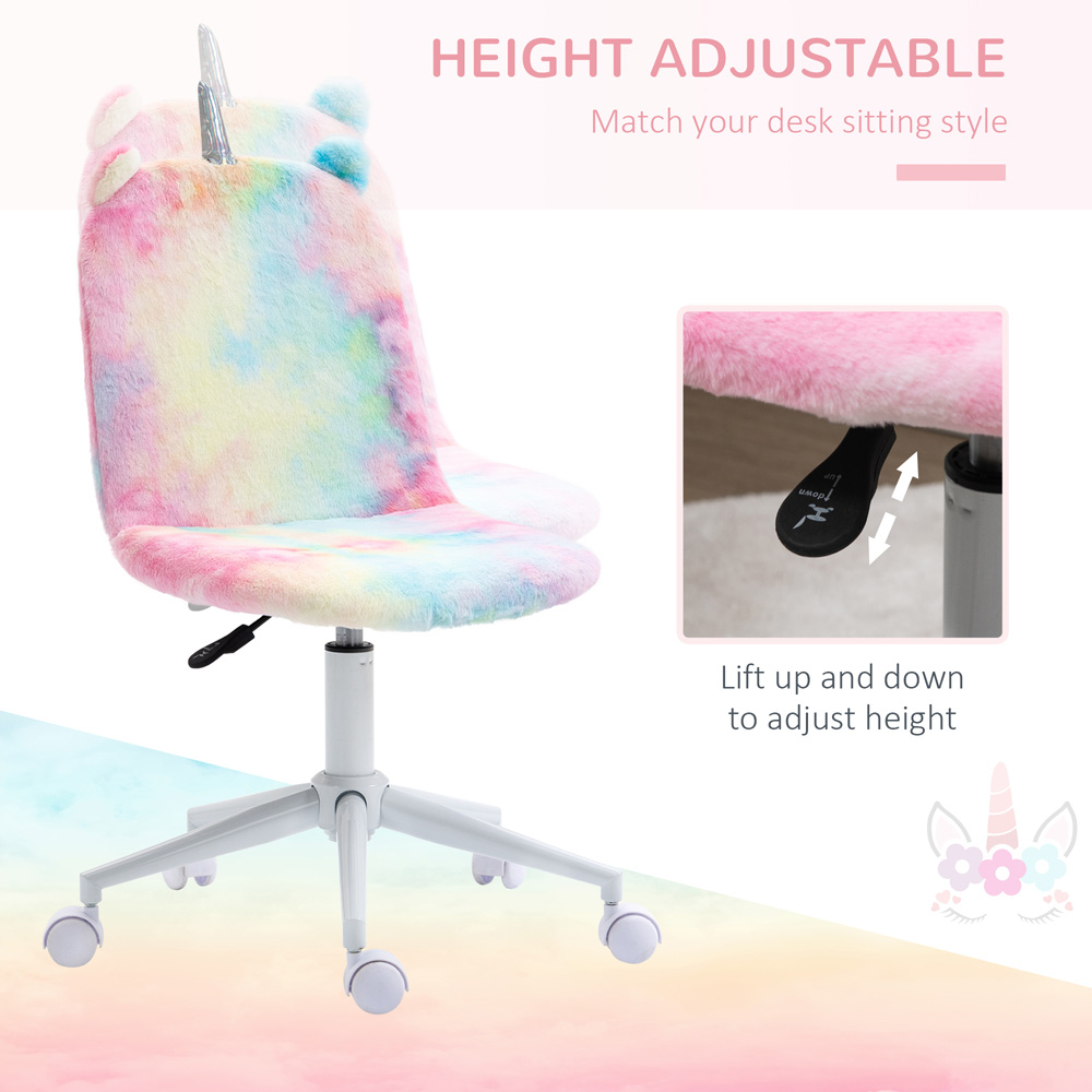 Portland Multicolour Plush Fluffy Swivel Unicorn Office Chair Image 5
