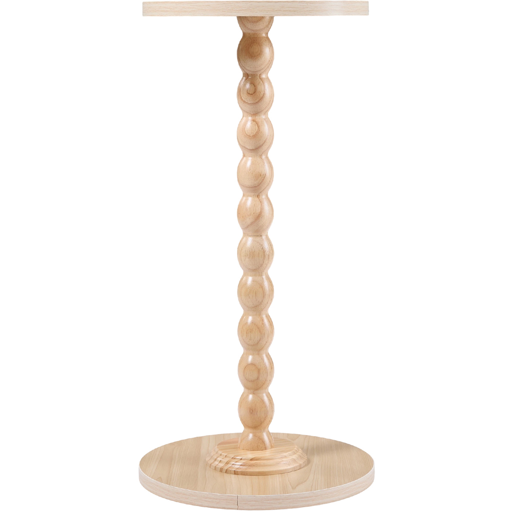 Living and Home Natural Round Spindle Pedestal Side Table Image 4
