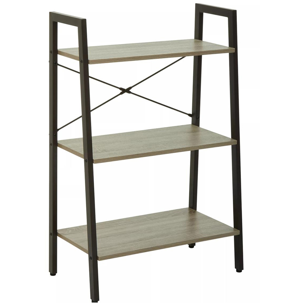 Premier Housewares Bradbury 3 Shelf Grey Oak Veneer Ladder Bookshelf Image 2