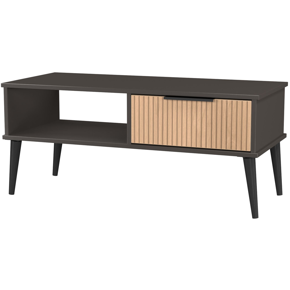 Crowndale Hong Kong Single Drawer Slatt Effect and Graphite Coffee Table Ready Assembled Image 4