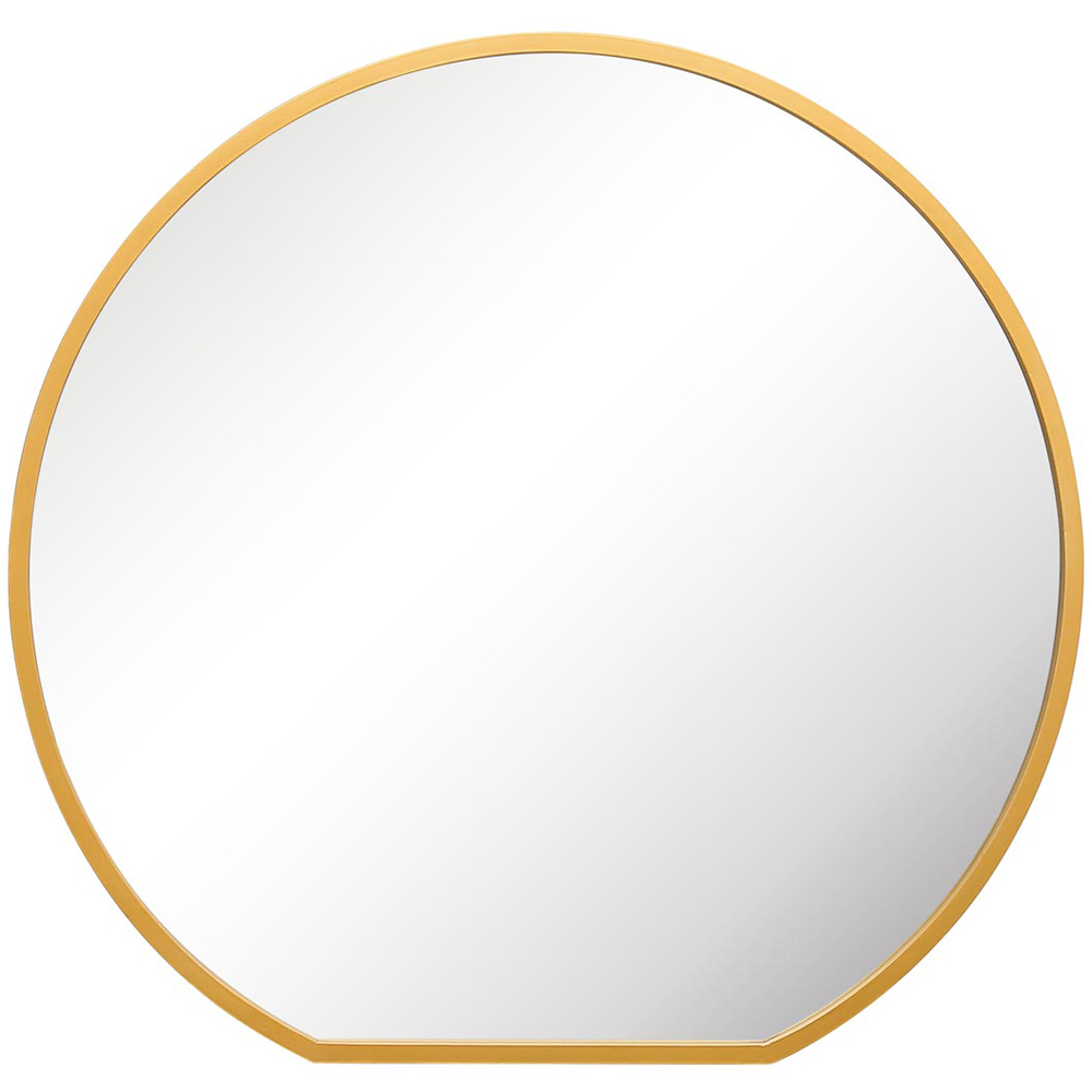 MirrorOutlet The Circulus Gold Flat Bottom Circular Outdoor Garden Wall Mirror 126 x 120cm Image 1