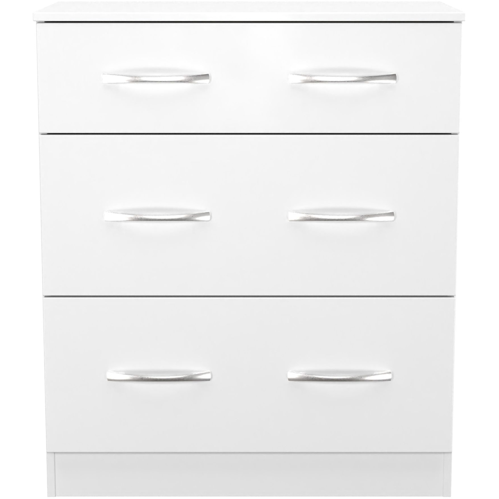 Crowndale Avon 3 Drawer Matt White Deep Chest of Drawers Ready Assembled Image 2