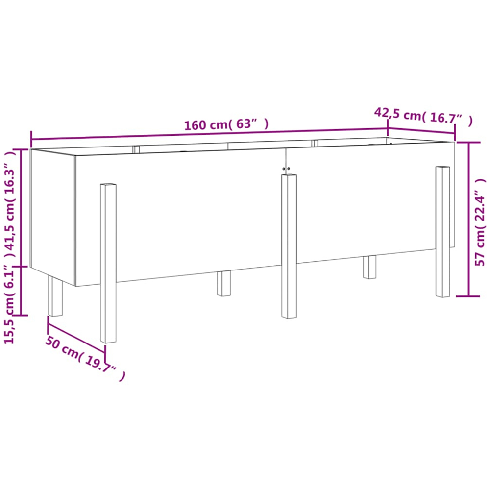 vidaXL Natural Solid Douglas Wood Raised Garden Bed 160 x 50 x 57cm Image 8