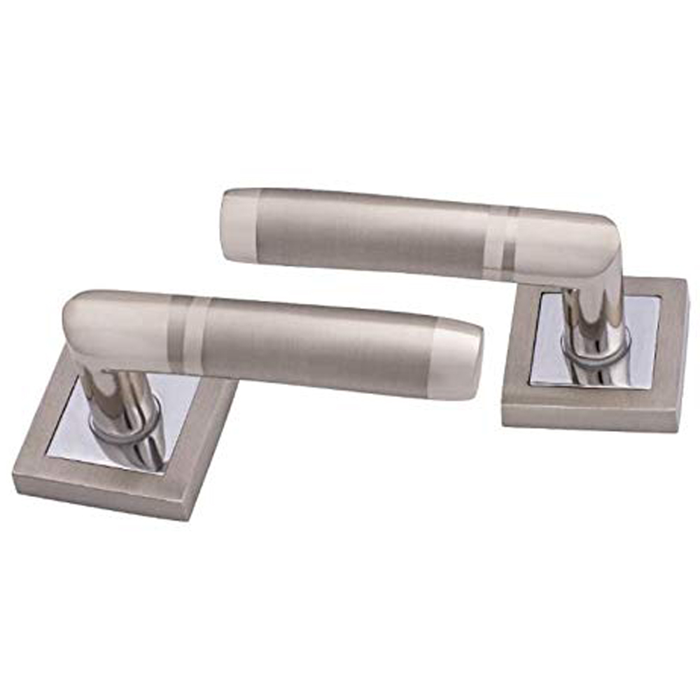 Golden Grace Square Rose in Duo Chrome Finish Select Lever Door Handle Set Image 2
