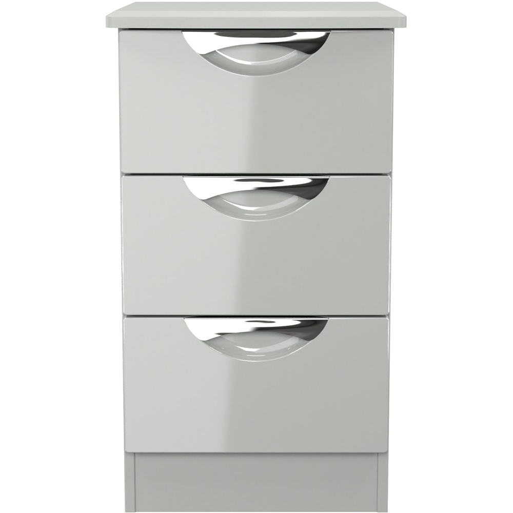 Crowndale Camden 3 Drawer Grey Gloss and Dusk Grey Bedside Cabinet Ready Assembled Image 2