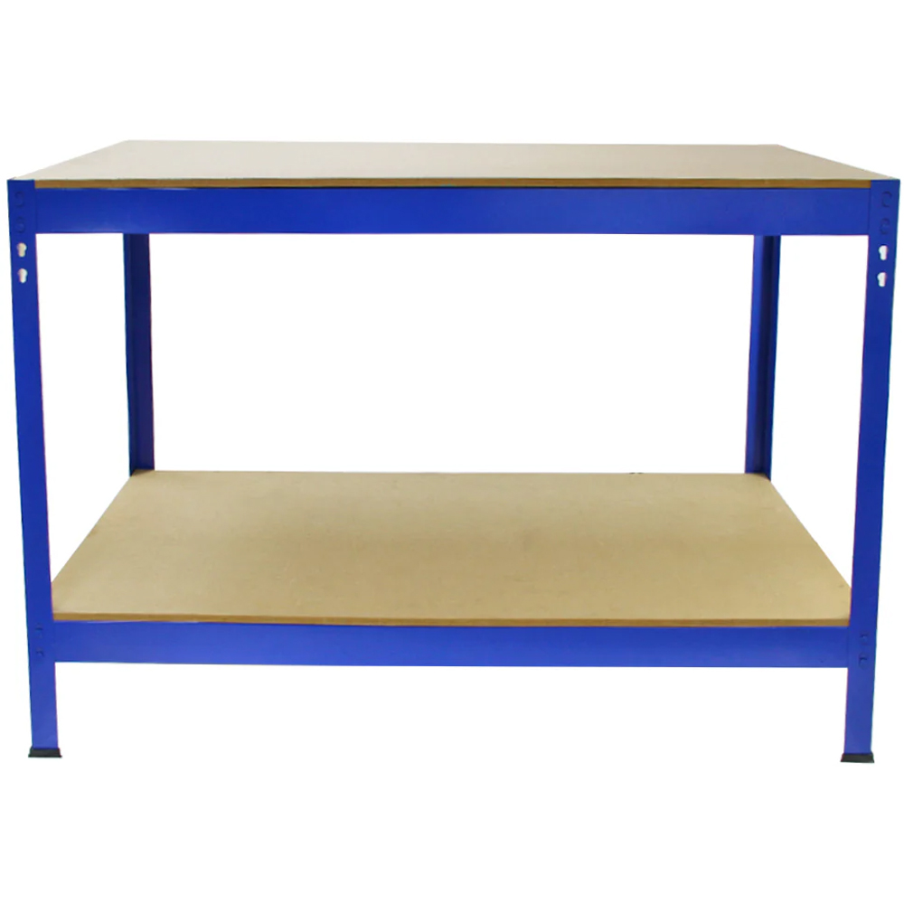 Monster Shop T-Rax Blue Shelving Rack with Q-Rax Workbench Set of 4 Image 6