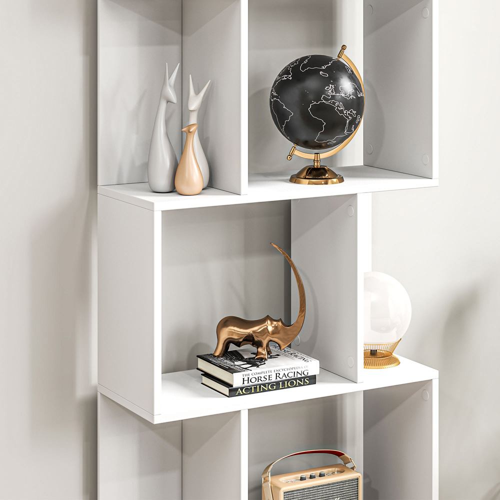 Portland 5 Shelf White S-Shaped Bookcase  Image 3
