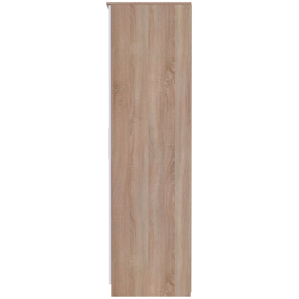 Crowndale Contrast 2 Door White and Bardolino Oak Tall Wardrobe Ready Assembled Image 4