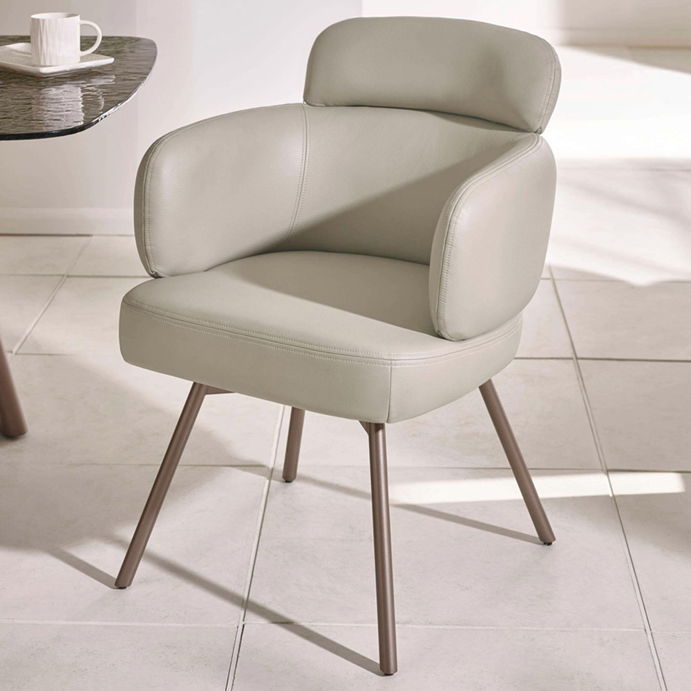 Julian Bowen Callisto Set of 2 Beige Faux Leather Swivel Dining Chair Image 1