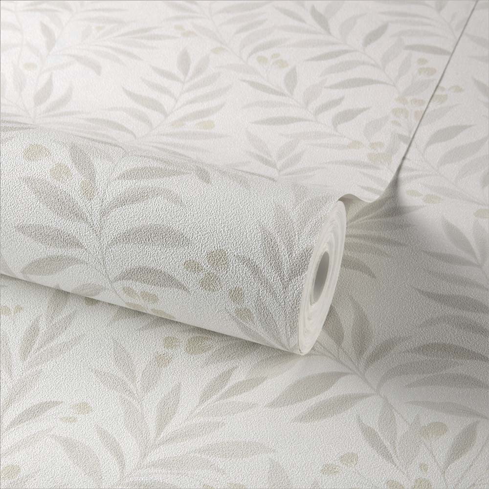 Grandeco Sage Trail Foliage and Flowers Grey Textured Wallpaper Image 2