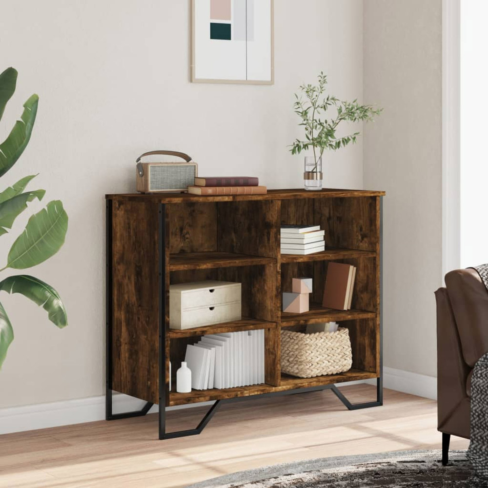 vidaXL 6 Shelf Smoked Oak Sideboard Image 3