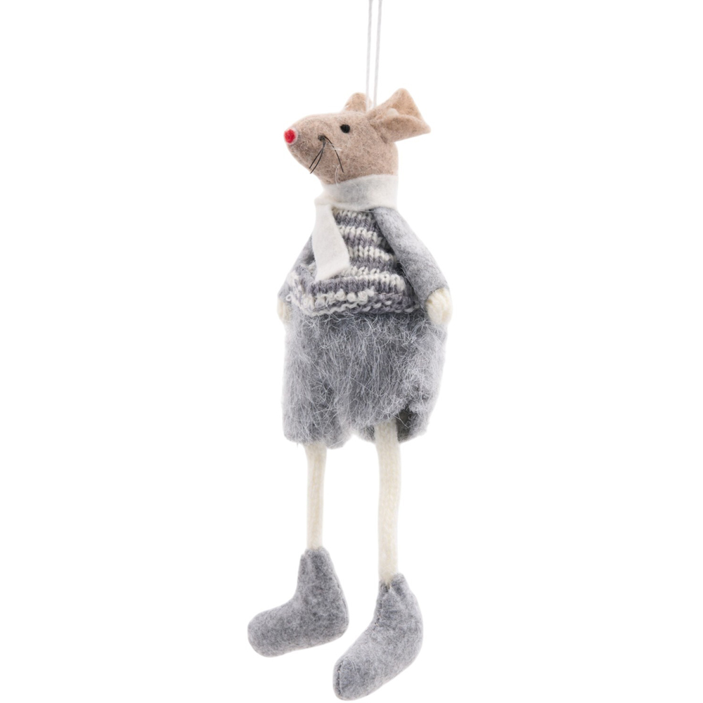 Grey Scandi Mouse Hanging Decoration Image 6
