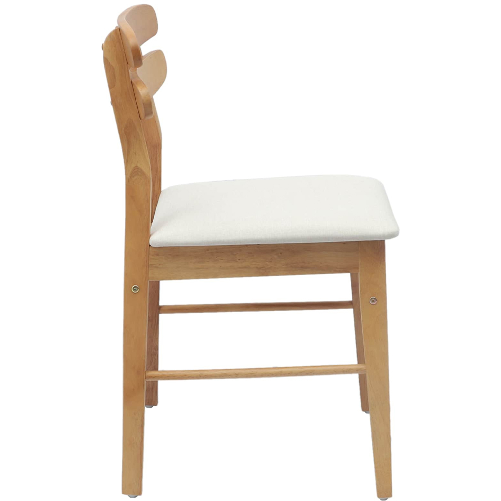 vidaXL Set of 2 Natural Rubberwood Rectilinear Vintage Dining Chairs Image 6