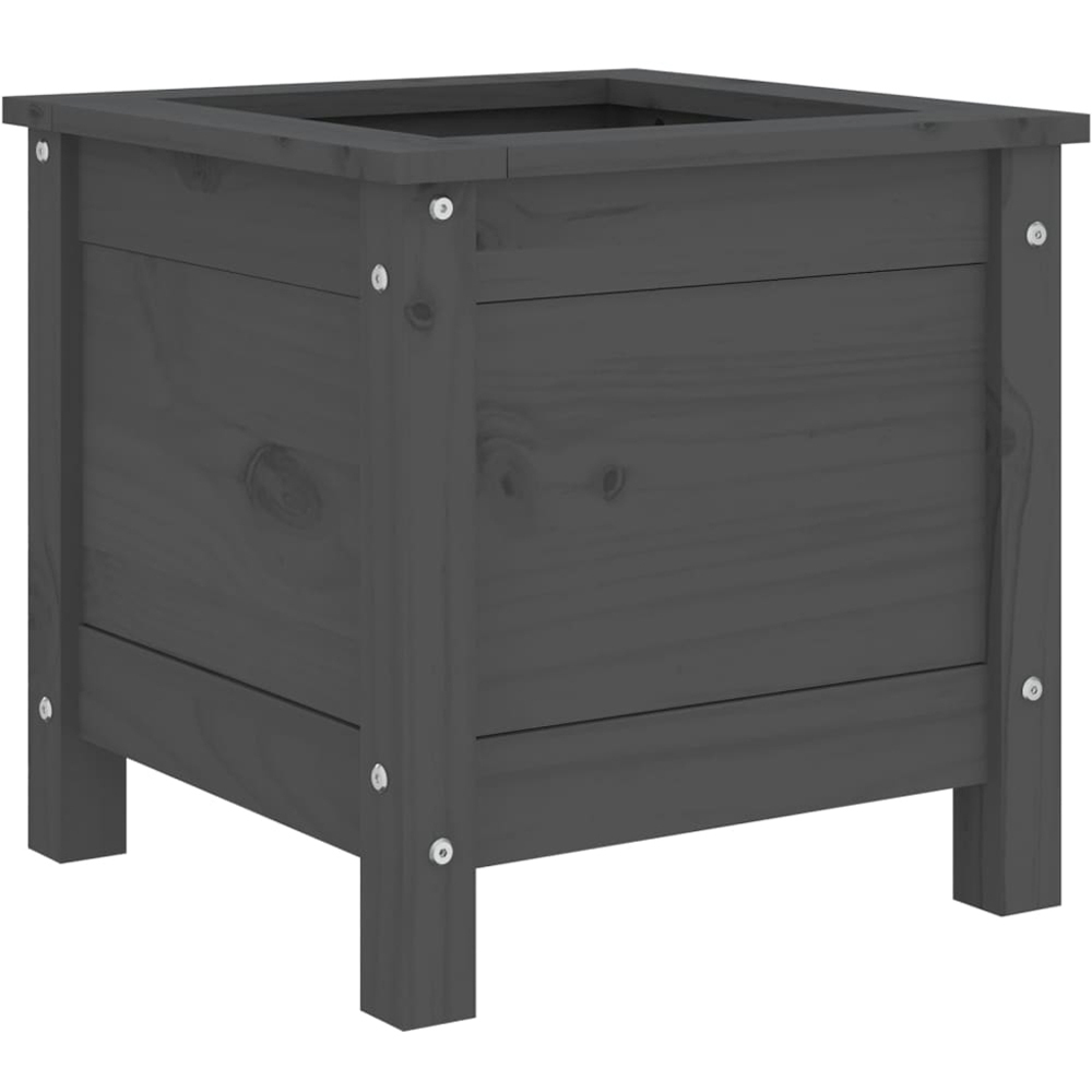 vidaXL Grey Solid Pine Wood Raised Garden Planter 39 x 40 x 40cm Image 4
