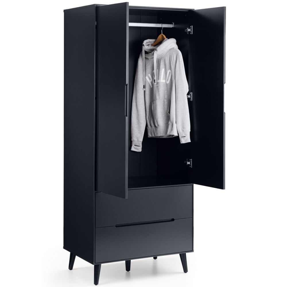 Julian Bowen Alicia 2 Door 2 Drawer Matt Anthracite Wardrobe Image 5