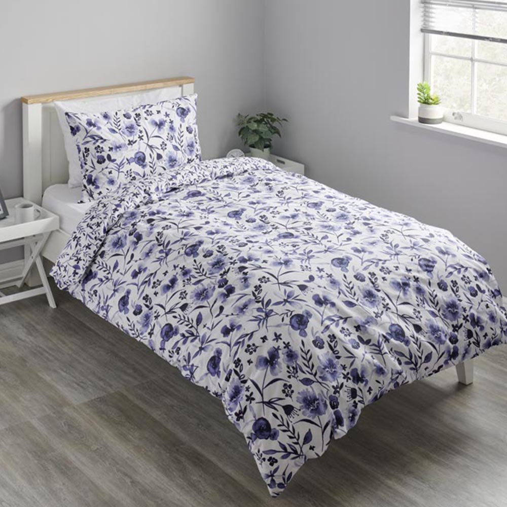 Wilko Single Inky Floral Reversible Duvet Set Image 1