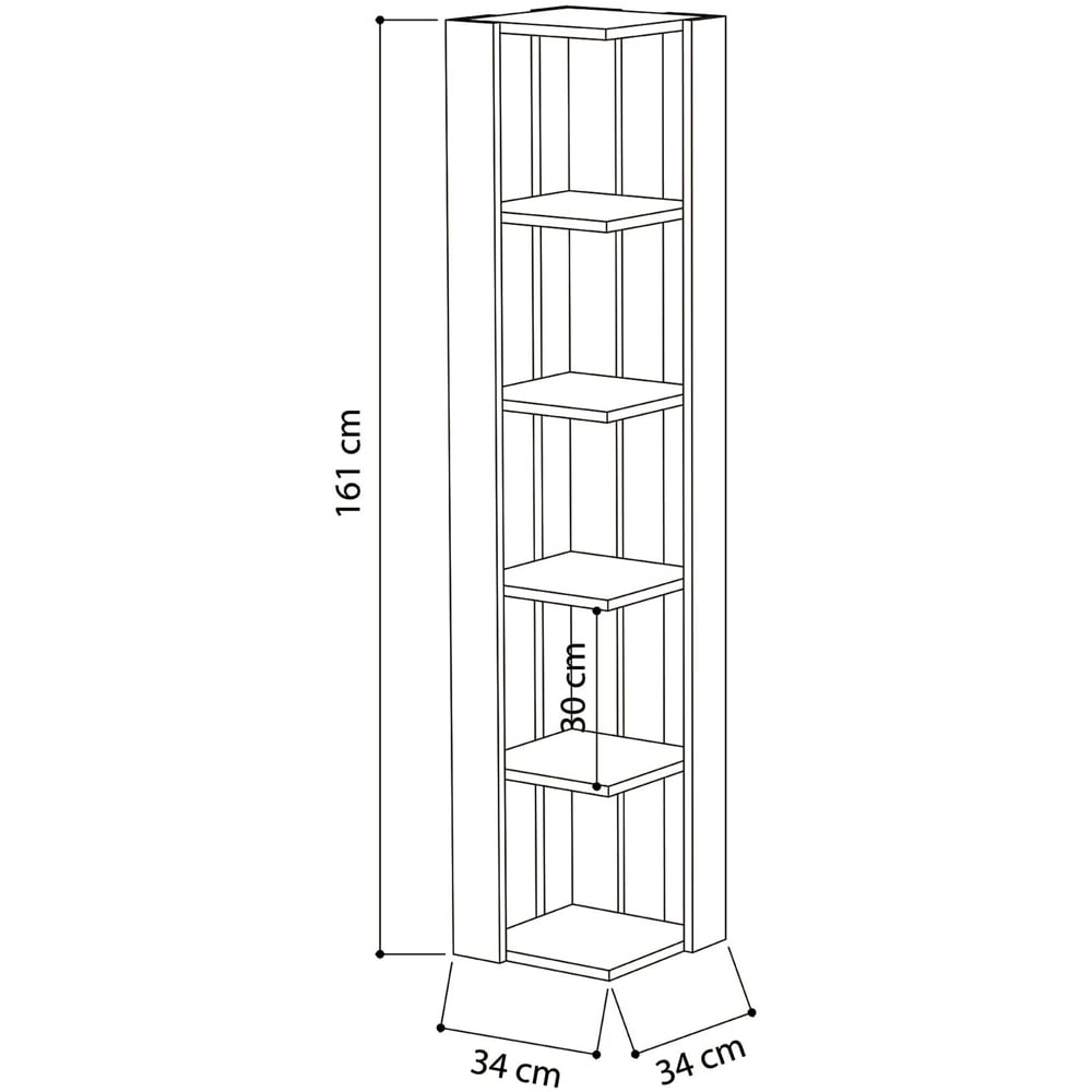 Decortie Nati Gold and Marble Effect 5 Tier Tall Corner Bookcase Display Unit Image 7