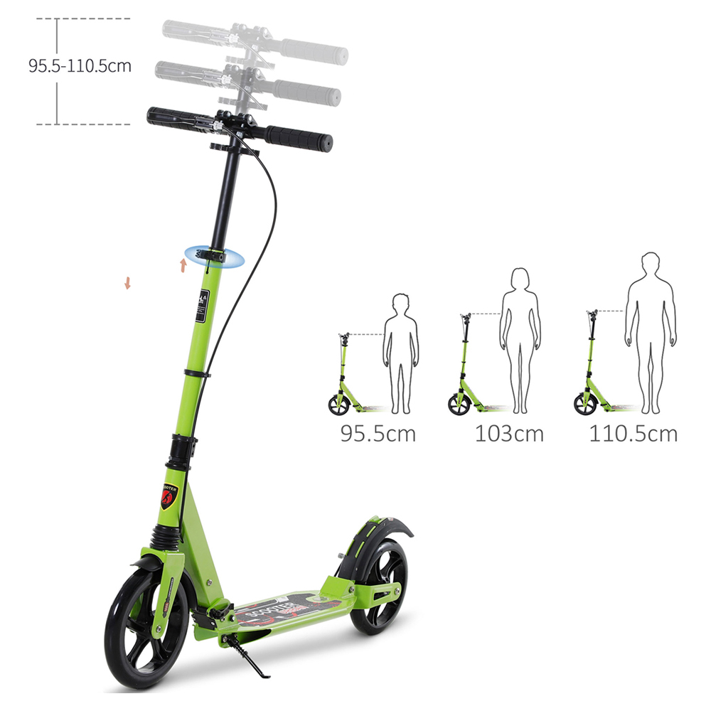 HOMCOM Green Kick Scooter with Adjustable Handlebars Image 4