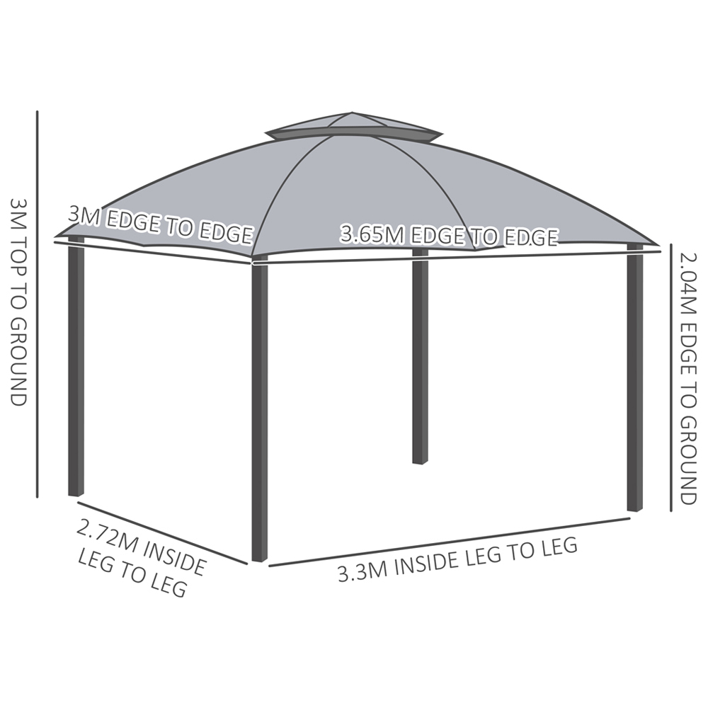 Outsunny 3.7 x 3m 2 Tier Grey Roof Gazebo with Sides Image 6