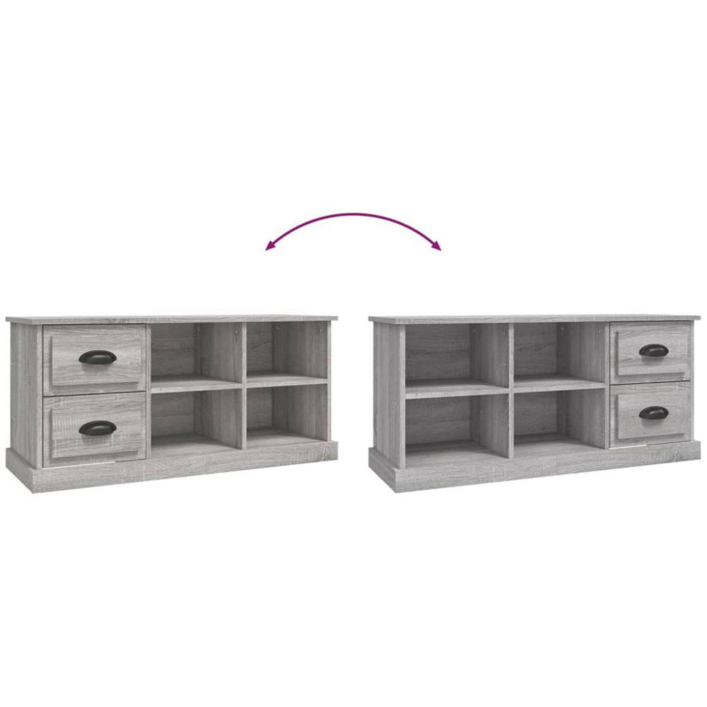 vidaXL 2 Drawer 4 Shelf Grey Sonoma TV Cabinet Image 7