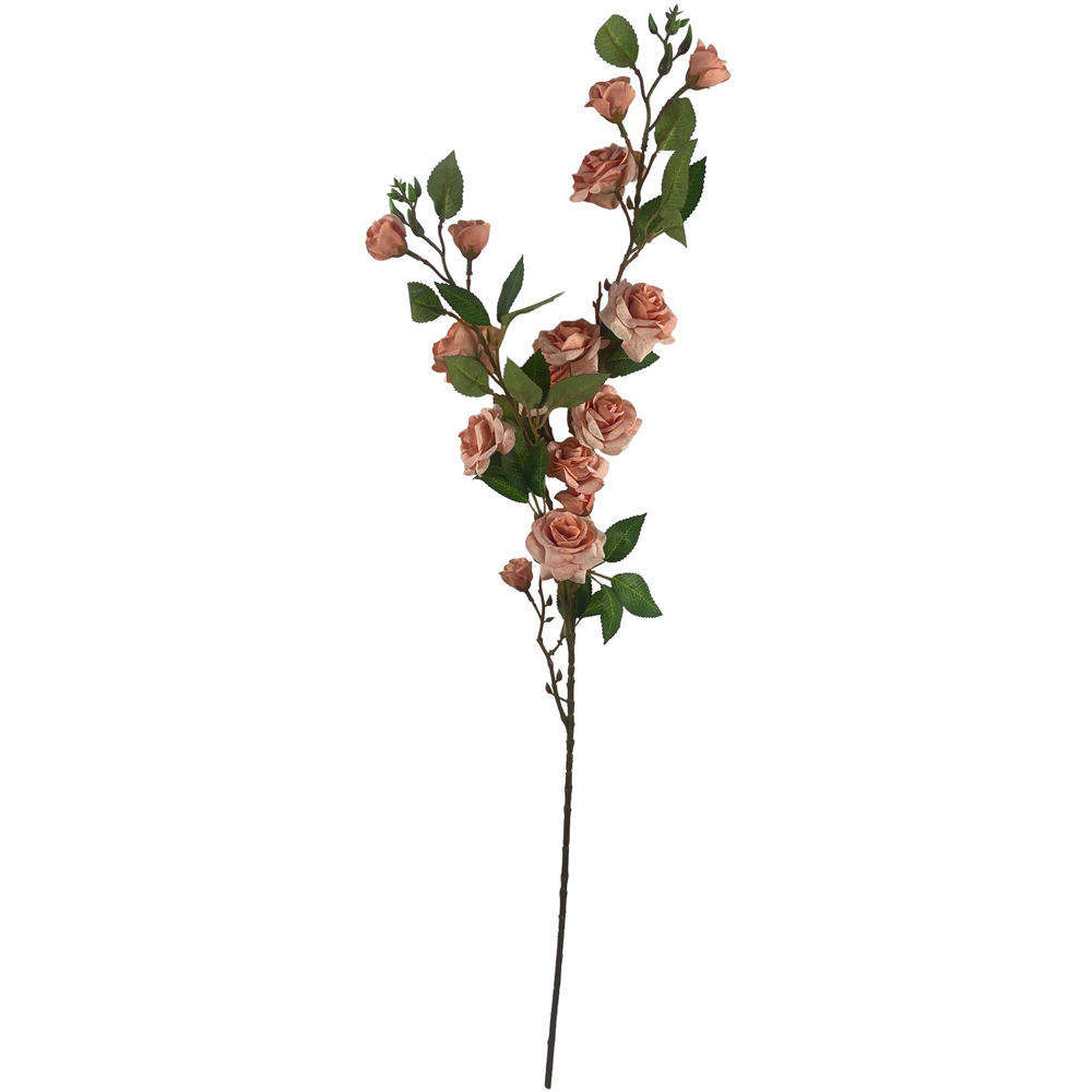 Leaf Pink Rose Artificial Flower Bunch 90cm 6 Pack Image 3