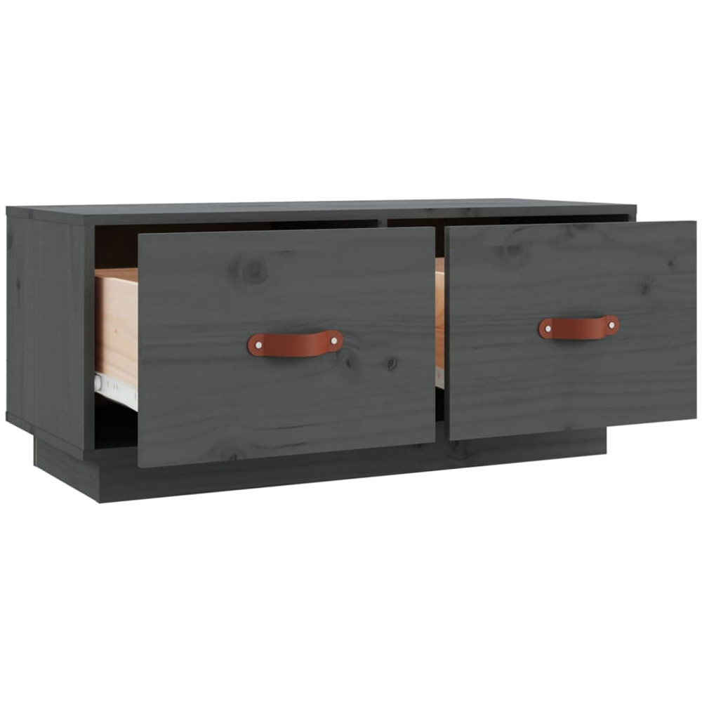 vidaXL 2 Drawer Grey Solid Pine TV Cabinet Image 6