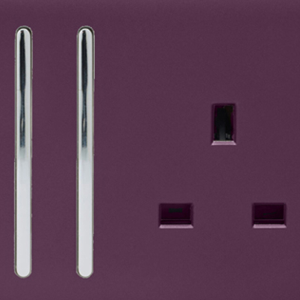 Trendi Switch 2 Gang Long Switch Plum Purple Plug Socket 5 Pack Image 2