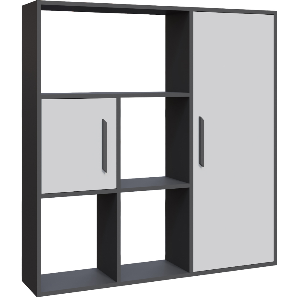Decorotika Ridge 2 Door 4 Shelf Anthracite and White Bookcase Image 2