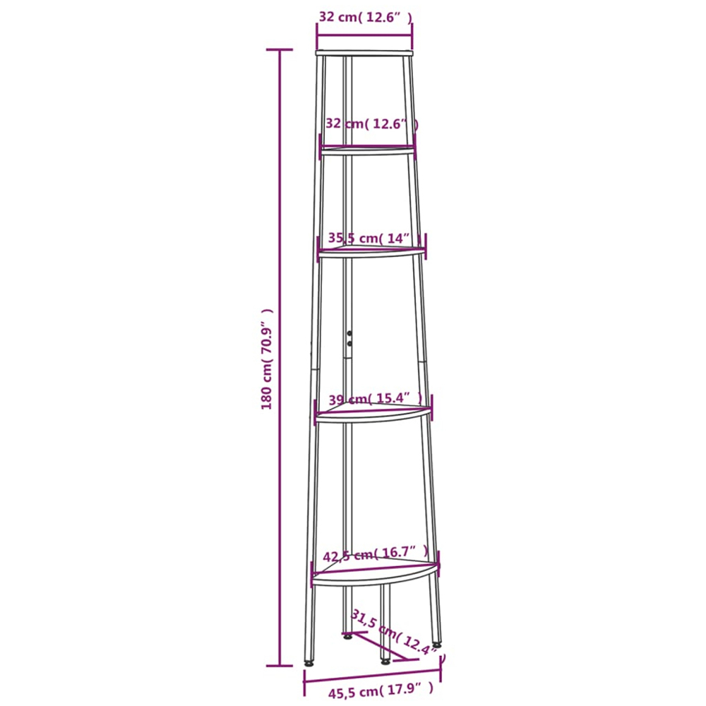 vidaXL 5-Tier Dark Black Corner Shelf Image 8