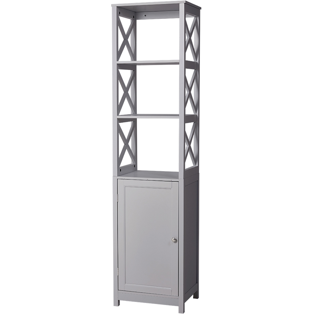 H&O Direct Single Door 3 Shelf Wooden Tall Bathroom Cabinet Image 2