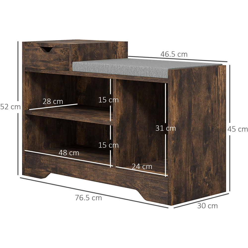 Portland Brown Wooden Shoe Rack with Storage Seat Image 8
