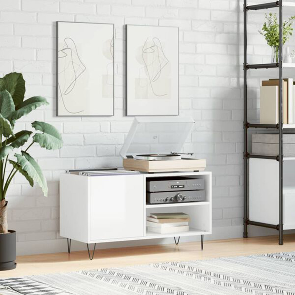 vidaXL 2 Shelf White Record Cabinet Image 8