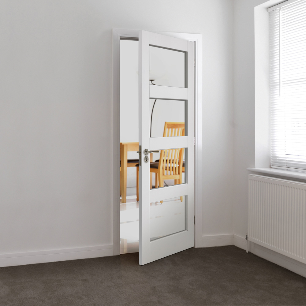 JB Kind Cayman Shaker White Glazed Internal Door 1981 x 762mm Image 2