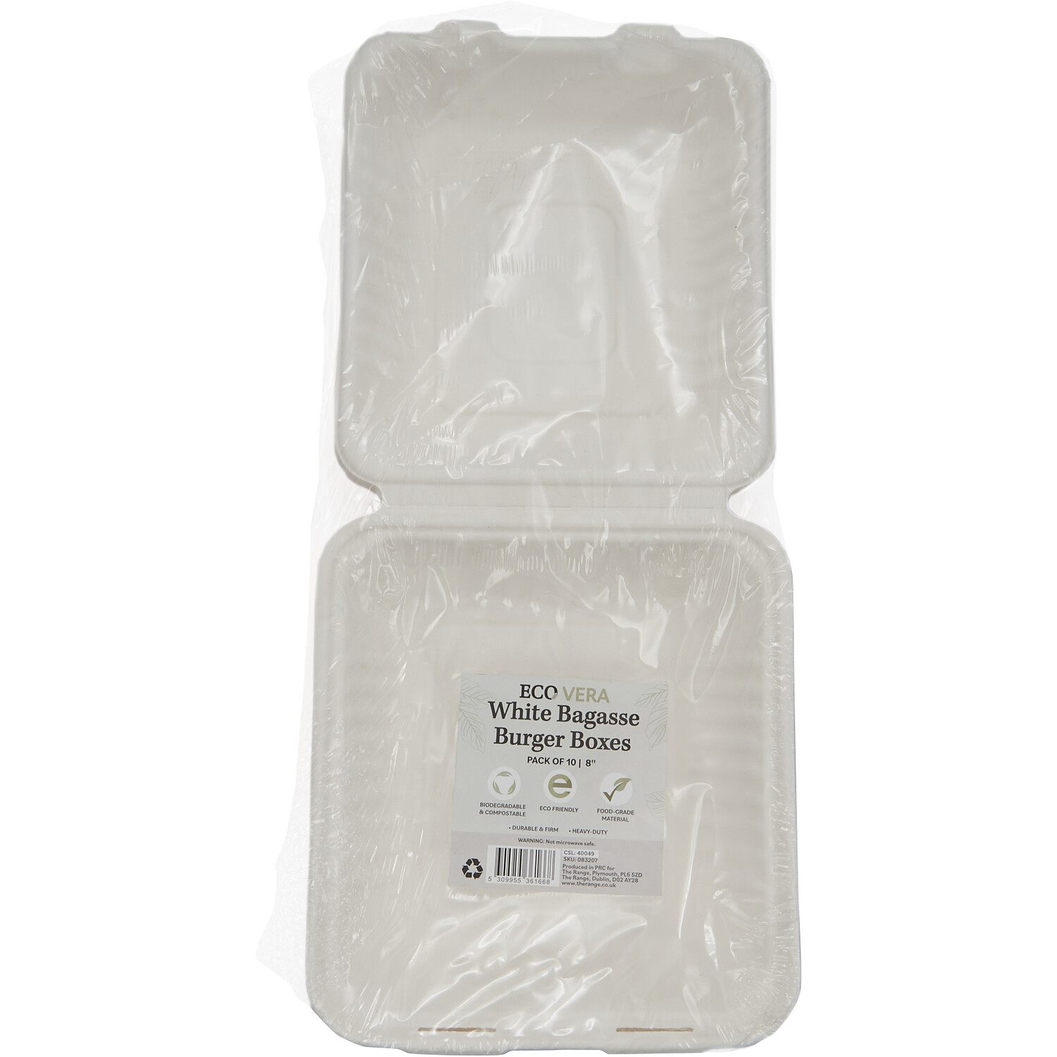 Pack of 10 Bagasse Burger Boxes - White Image 1