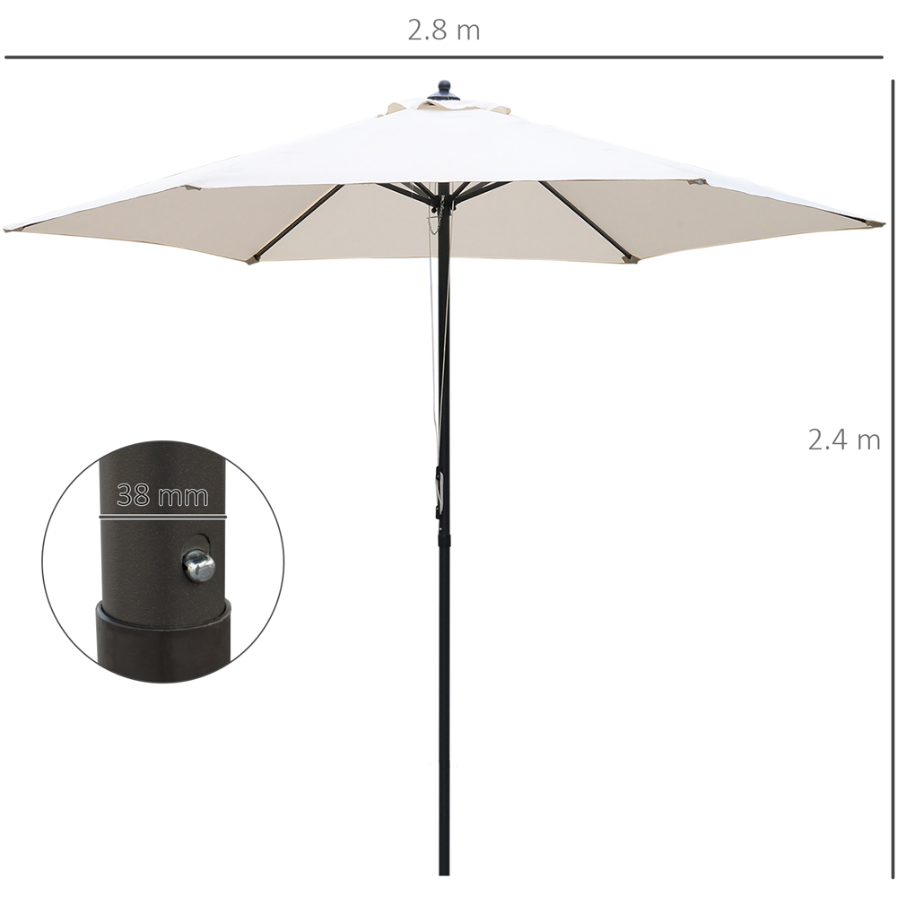 Outsunny Off White Manual Push Parasol 2.8m Image 7