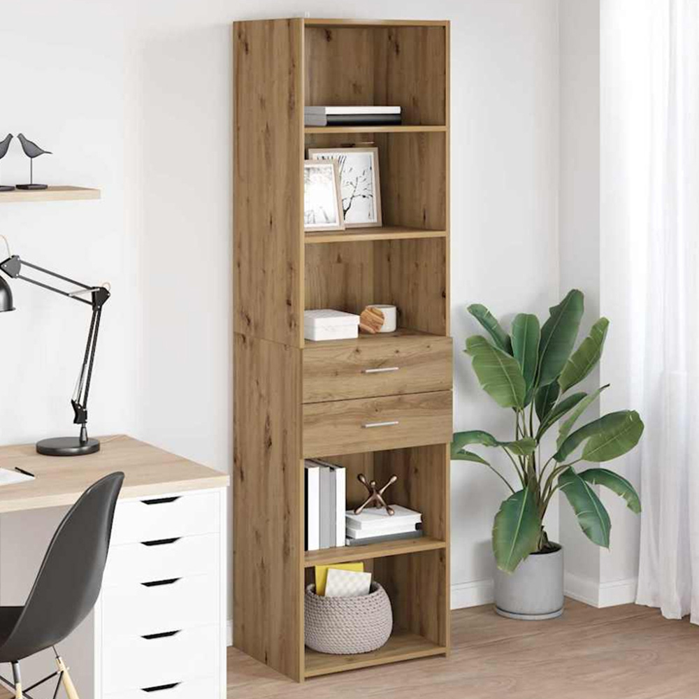 vidaXL 2 Drawer 5 Shelf Artisan Oak Highboard Image 1
