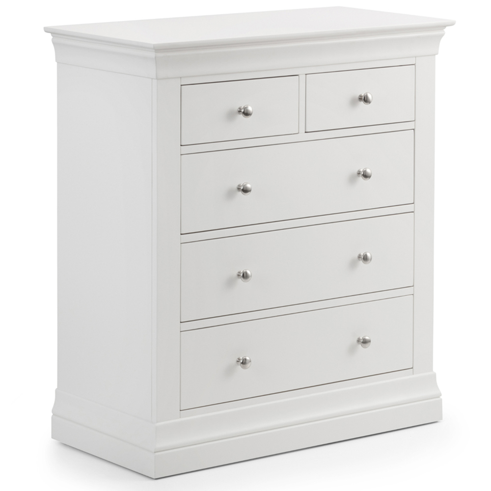 Julian Bowen Clermont 5 Drawer Surf White Chest of Drawers Image 2