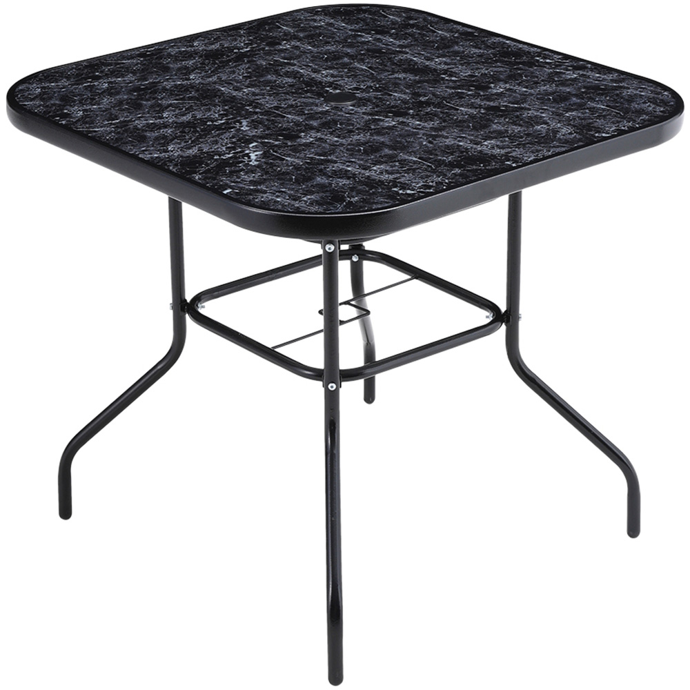 Living and Home Black Tempered Glass Square Marble Coffee Table Image 3