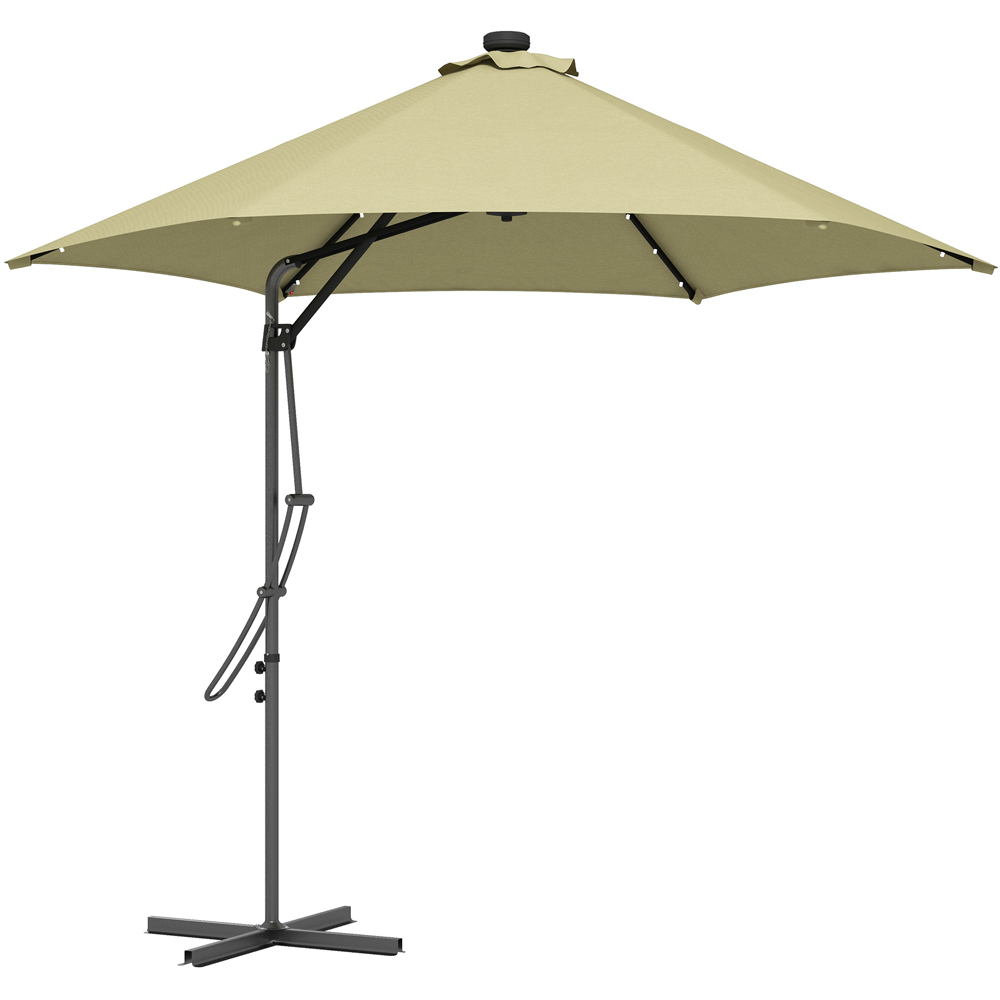 Outsunny Beige Solar LED Cantilever Parasol with Cross Base 3m Image 1