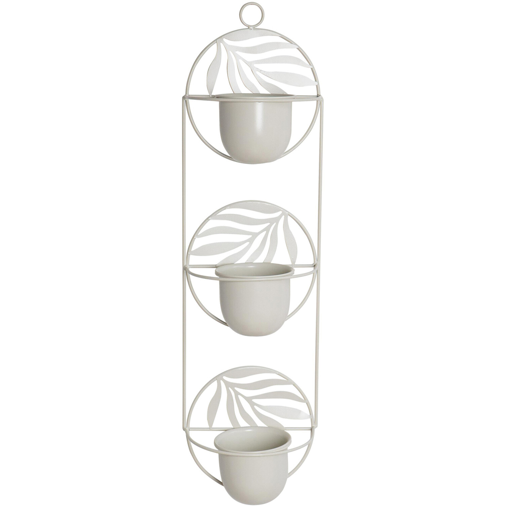 3 Pot Metal Wall Planter Cream Image 3