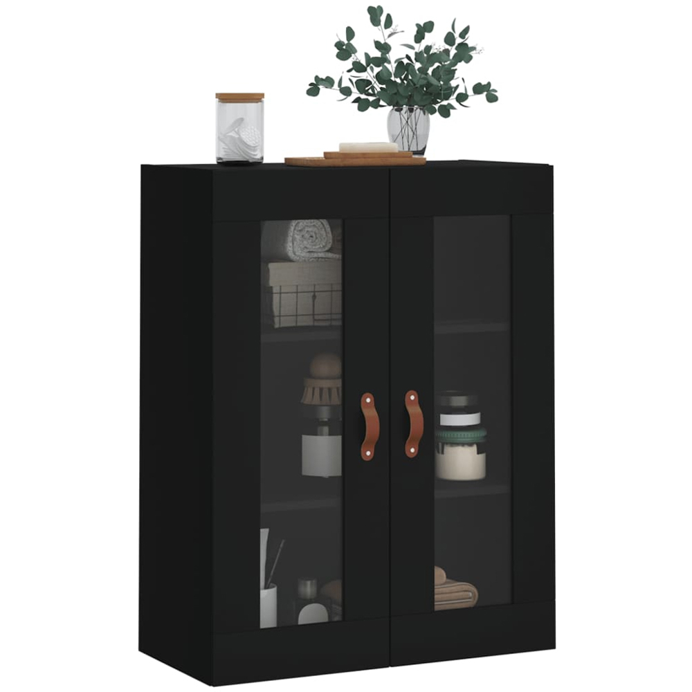 vidaXL 2 Glass Door Black Wall Mounted Cabinet Image 4