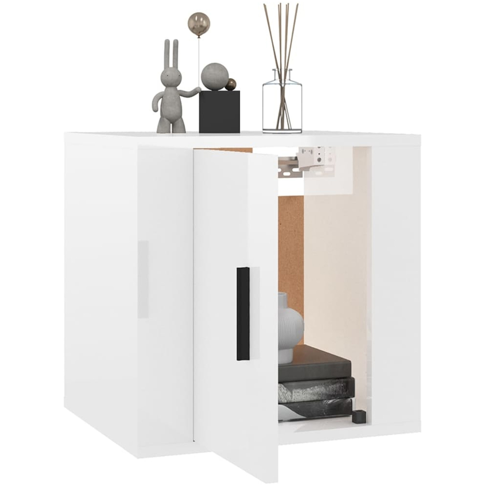 vidaXL Single Door High Gloss White Wall-Mounted TV Cabinet Set of 2 Image 3