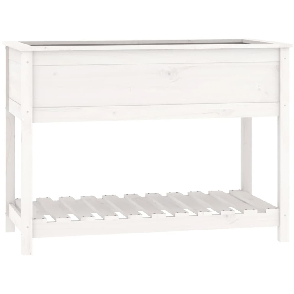 vidaXL White Solid Pine Garden Planter with Shelf 81 x 111.5 x 54cm Image 1