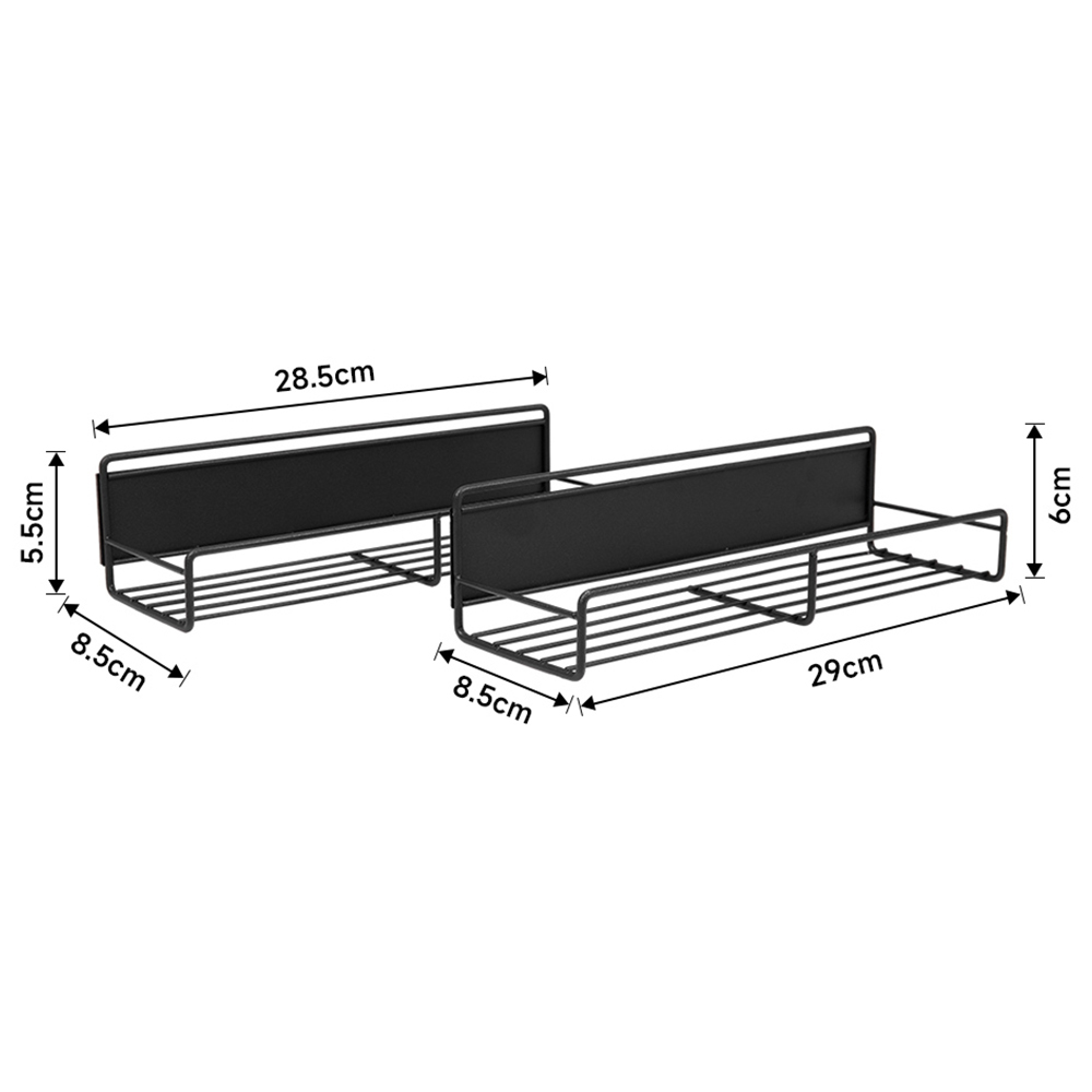 Living and Home 4 Piece Magnetic Fridge Storage Shelf with Hooks Image 9