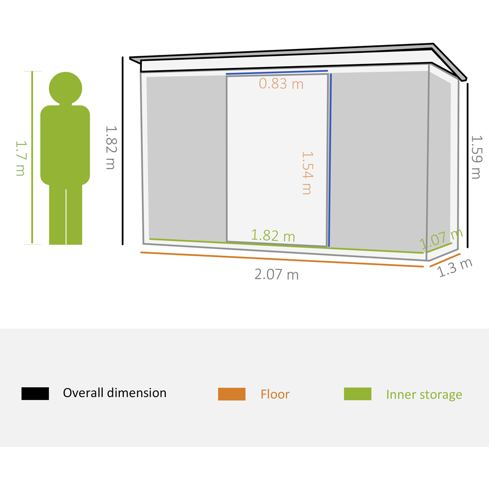 Outsunny 6.8x4.3ft Garden Storage Shed Image 6