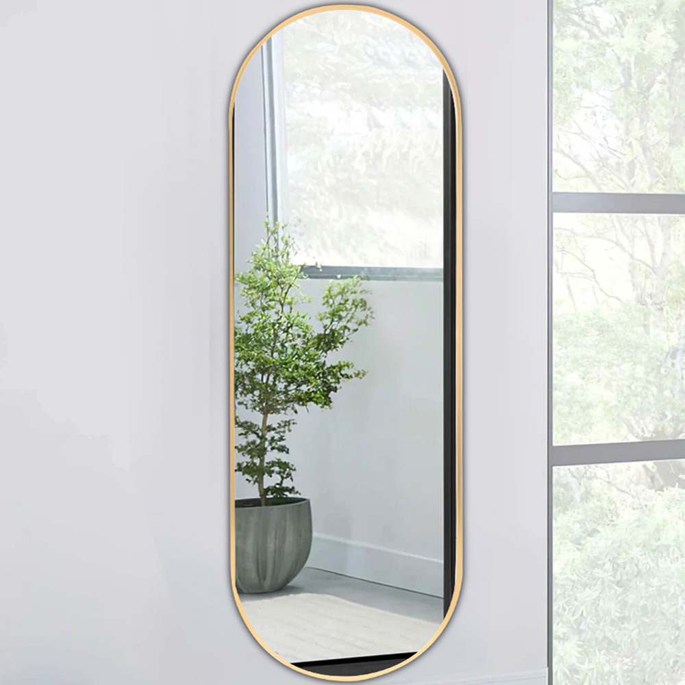 Living and Home Gold Oval Frame Full Length Wall Mirror 40 x 150cm Image 2