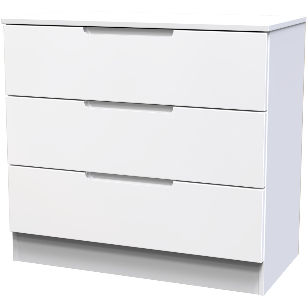 Crowndale Milan 3 Drawer White Gloss Chest of Drawers Ready Assembled Image 4