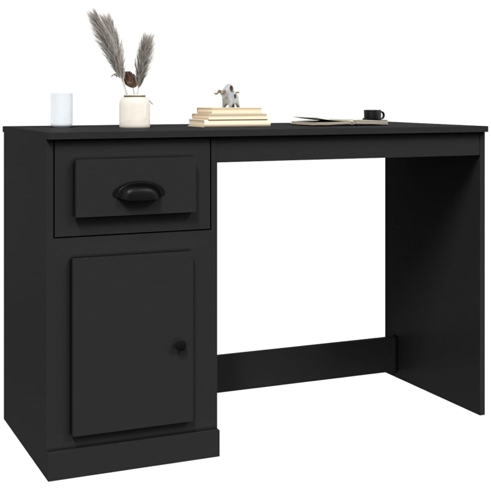 vidaXL Single Door Single Drawer Computer Desk Black Image 3